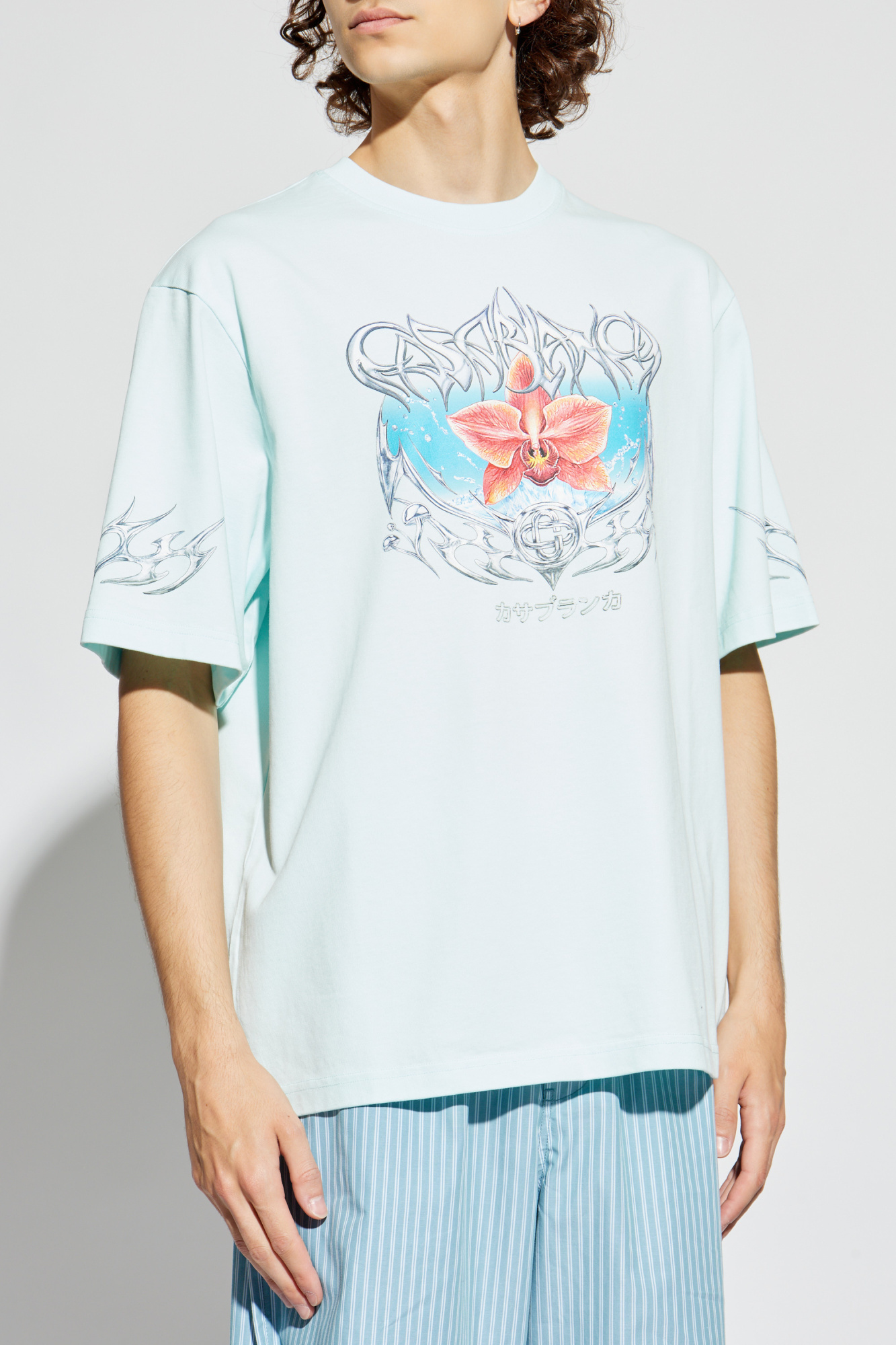 Tシャツ・カットソー CASABLANCA Women Tops WPF25JTS04603 CASWAYMOU WHITE Casablanca Women's Casa Way Fitted T-Shirt in White Casablanca